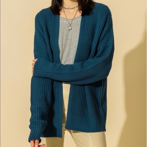 NEW TRENDY BURGUNDY OPEN FRONT CARDIGAN KNIT SWEATER - Picture 2 of 5